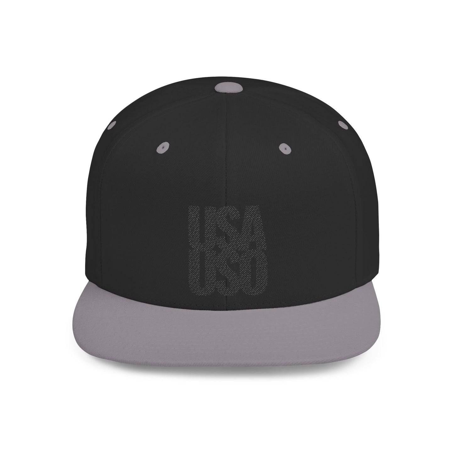 Flat Bill Snapback Hat — USA USO - Black Embroidery - AU/NZ/USA