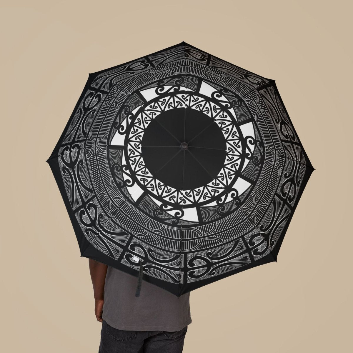 Maori umbrella, 48-inch / 122cm, vibrant patterned accessories with traditional Māori design.