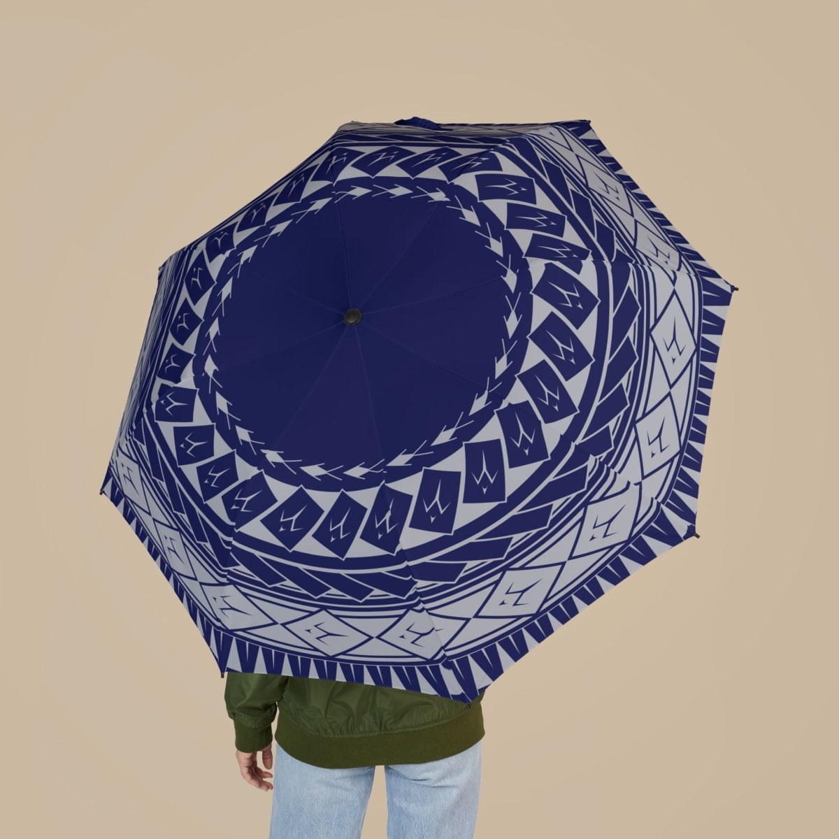Umbrella featuring Samoan spear design, 48-inch (122cm) large waterproof umbrella for AU/NZ.