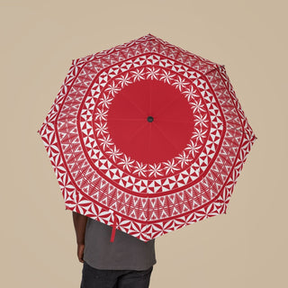 PasifikaOne Tongan umbrella, 48-inch (122cm) rain protection accessory with vibrant traditional patterns.