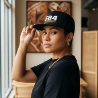 Flat Bill Snapback Hat - 684 Samoa - White & Gold Embroidery - AU/NZ/USA - The Koko Samoa