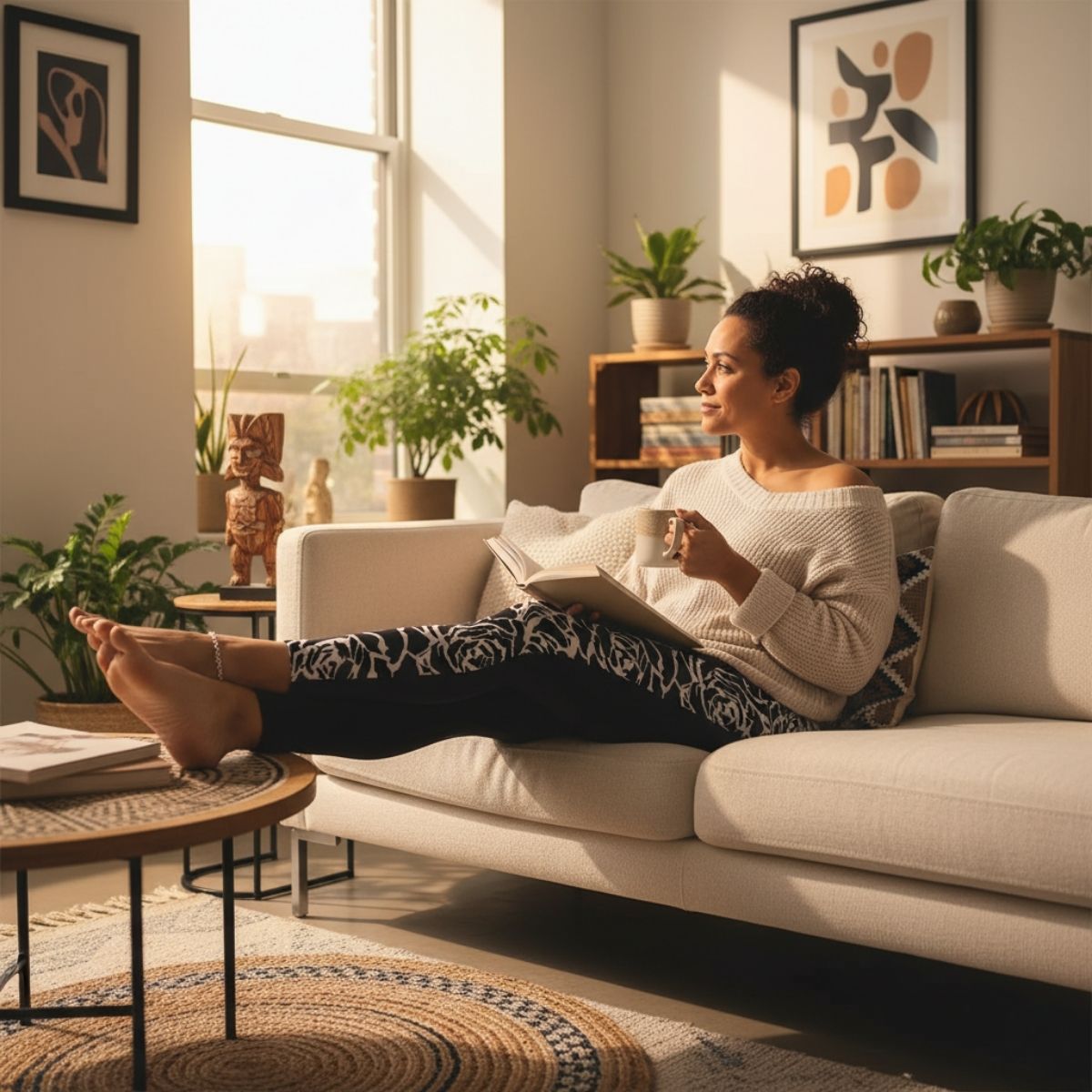 Black FYBY IslandFlex mid-rise leggings with a smooth fit, featuring a Faleasiu Nights design, suitable for AU, NZ, and USA.