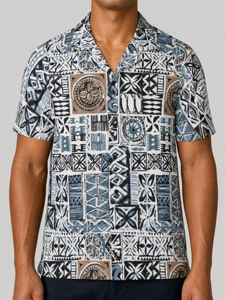Hawaiian Camp Shirt - Elei Steel - AU/NZ/USA - The Koko Samoa