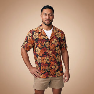 Hawaiian Camp Shirt - Lalomanu Ember - AU/NZ/USA - The Koko Samoa