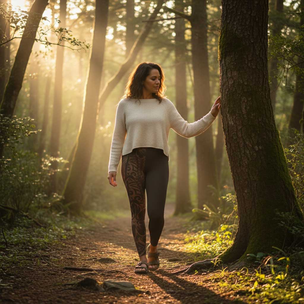 IslandPlus - 2XL to 6XL Leggings - Bloom Mocha Mousse - AU/NZ/USA - The Koko Samoa