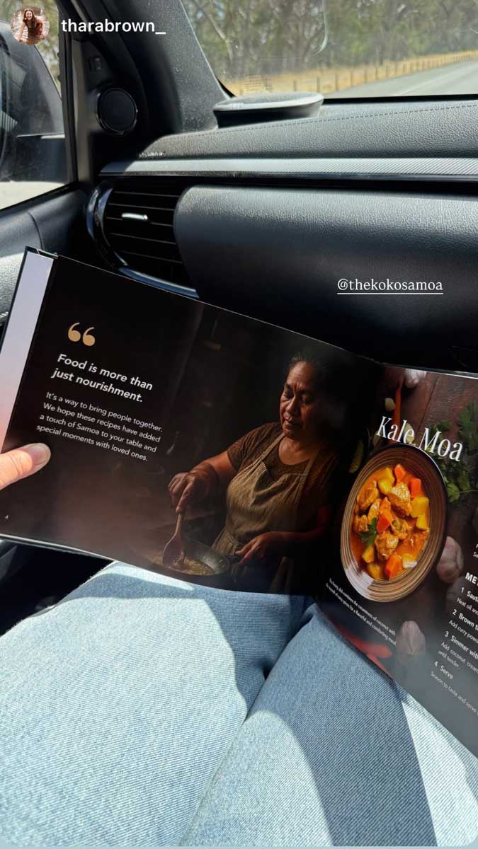 Hardcover A4 book titled "Samoan Delights" featuring 12 Samoan recipes, by Lulu Direct, with vibrant cover design.