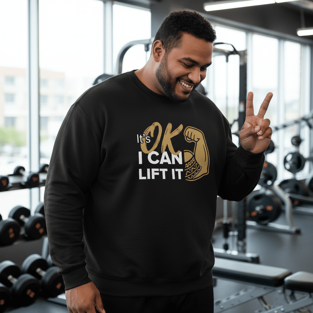 Unisex heavy sweatshirt from Monster Digital with "I Can Lift It" personalized design in dark heather, USA print, casual wear.