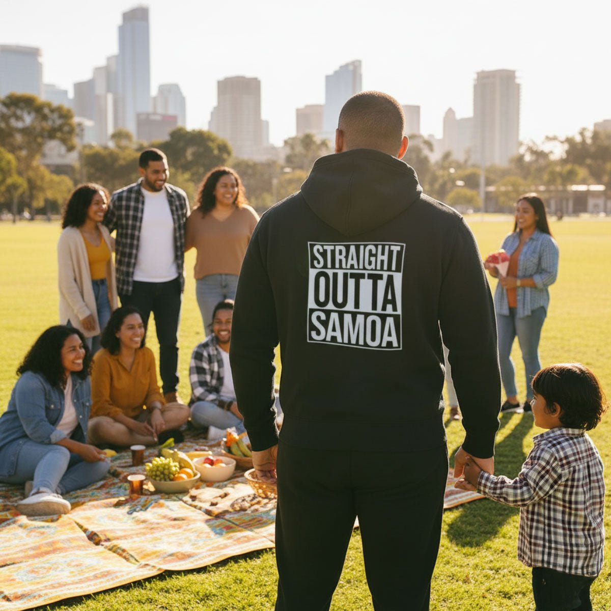 Black IslandHeavy™ Hoodie in Plus 2XL-5XL, featuring a straight outta USA design and soft, premium fabric.