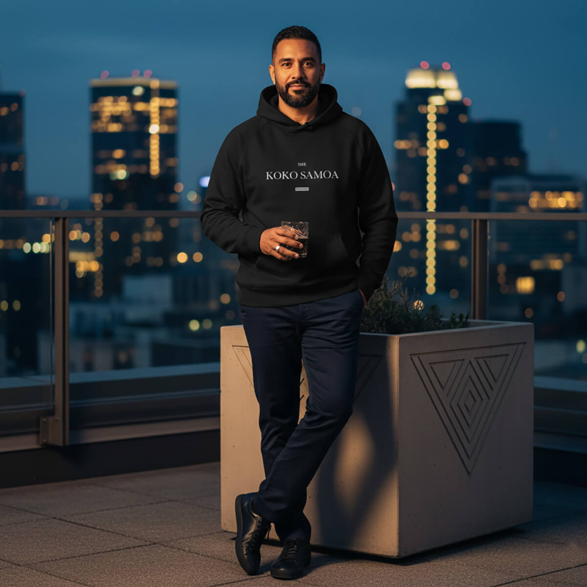 Black IslandSoft™ Premium Hoodie by Printify, classic fit in XS-XL, featuring soft fabric and comfortable design for casual wear.