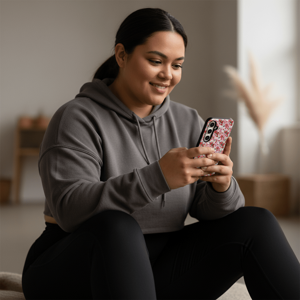 Samsung Tough Phone Case by WOYC featuring Love & Aute design, with vibrant tropical patterns for durable protection.