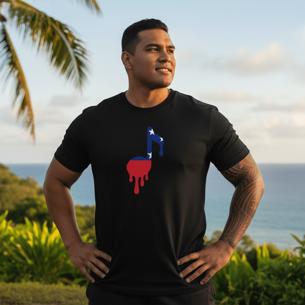Soft unisex Samoan Note T-shirt featuring a comfortable fit and cultural design in natural fabric.