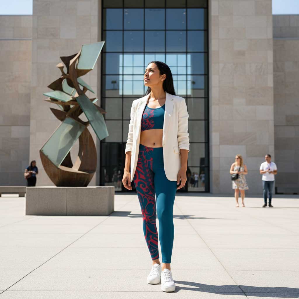 IslandFlex mid-rise leggings in Bloom Winterberry Blue, plus size 2XL to 6XL, featuring vibrant floral print and comfortable fit.