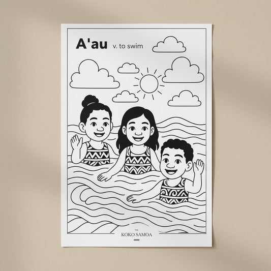 Downloadable Learn and Colour Sheet - A'au - AU/NZ/USA - The Koko Samoa