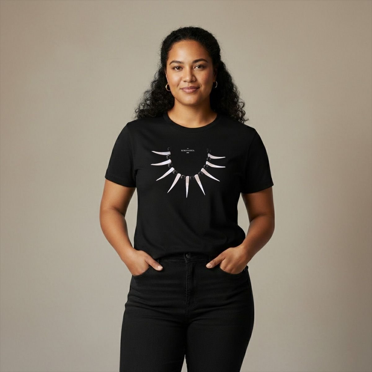 Black unisex heavy tee by Monster Digital featuring Ula Nifo print, soft fabric, and a comfortable fit.