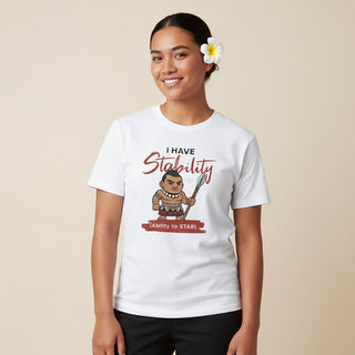Light blue unisex soft tee by The Print Bar featuring the Stability design, perfect for casual wear in AU and NZ.