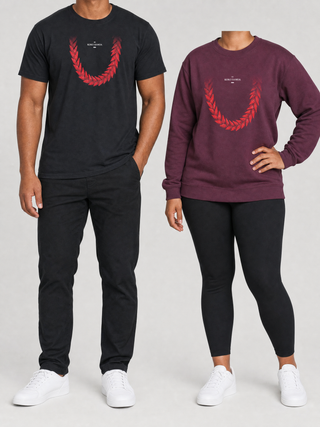 Black Friday Pair gift set: Unisex Tee - Ula Fala and Unisex Heavy Sweatshirt - Ula Fala, shown together.