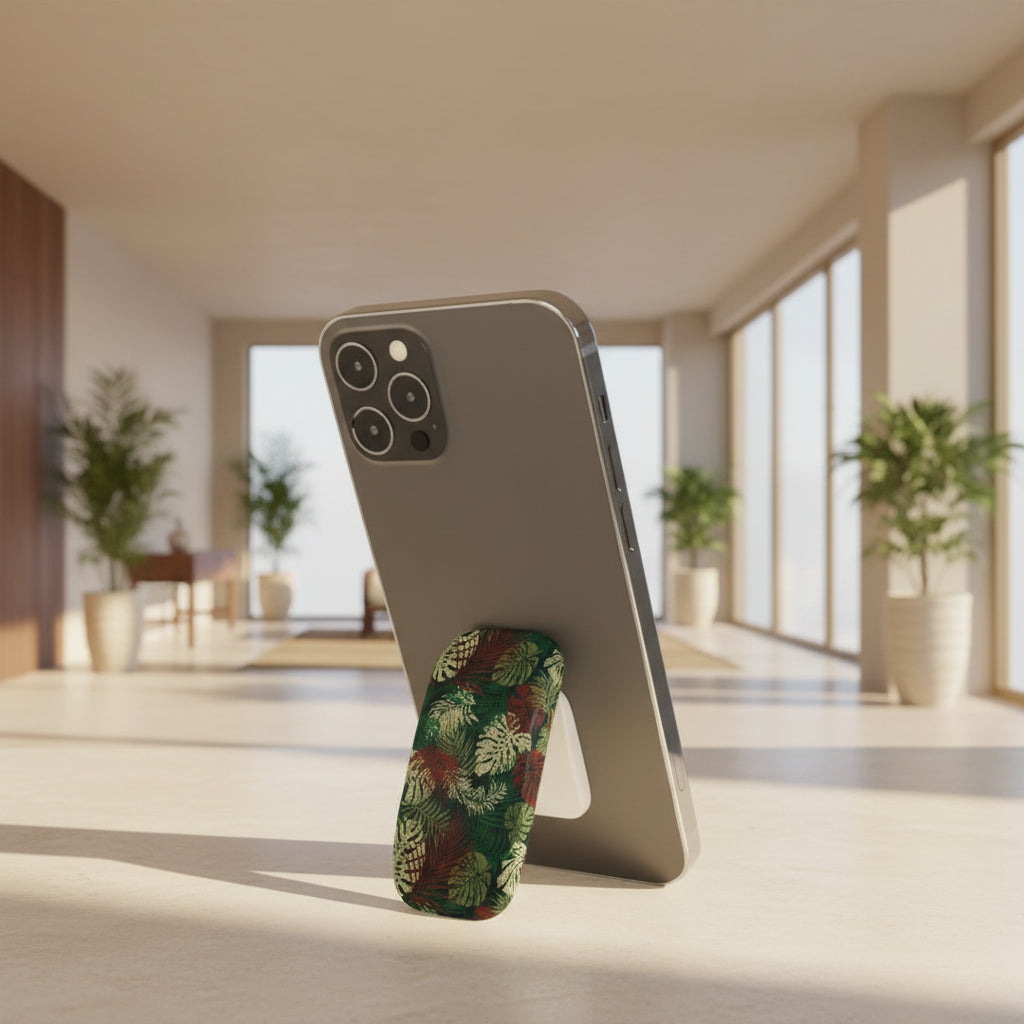 White glossy WOYC Tafatafa phone grip stand for AU, NZ, and USA, featuring a sleek, one-size design for secure handling.