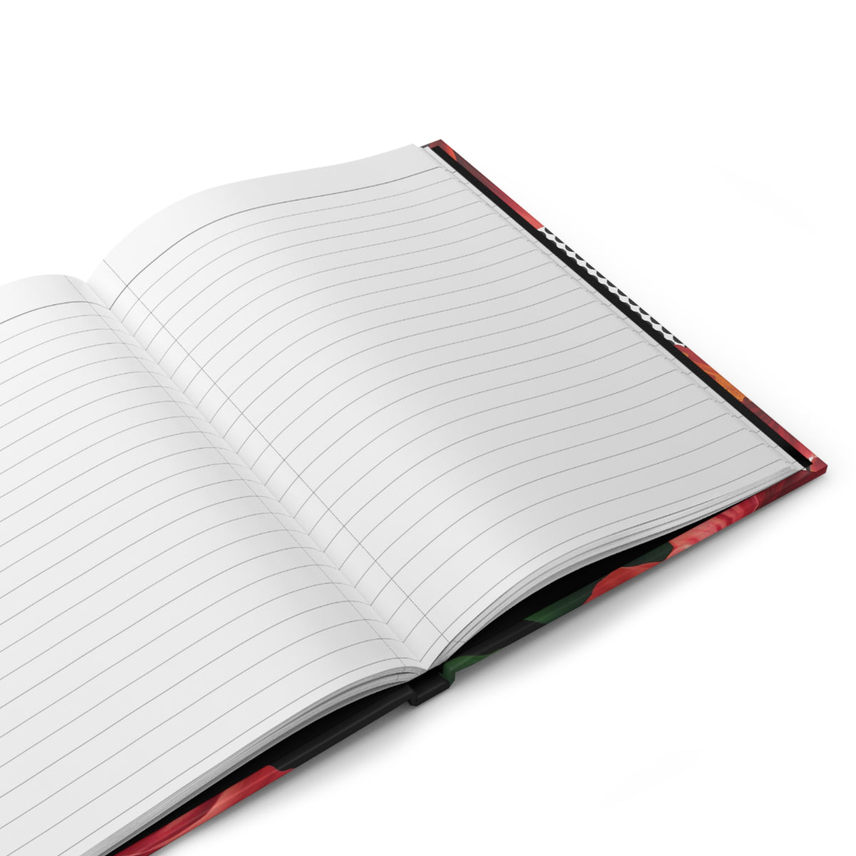 Hardcover journal in the Aute print, red flowers on black