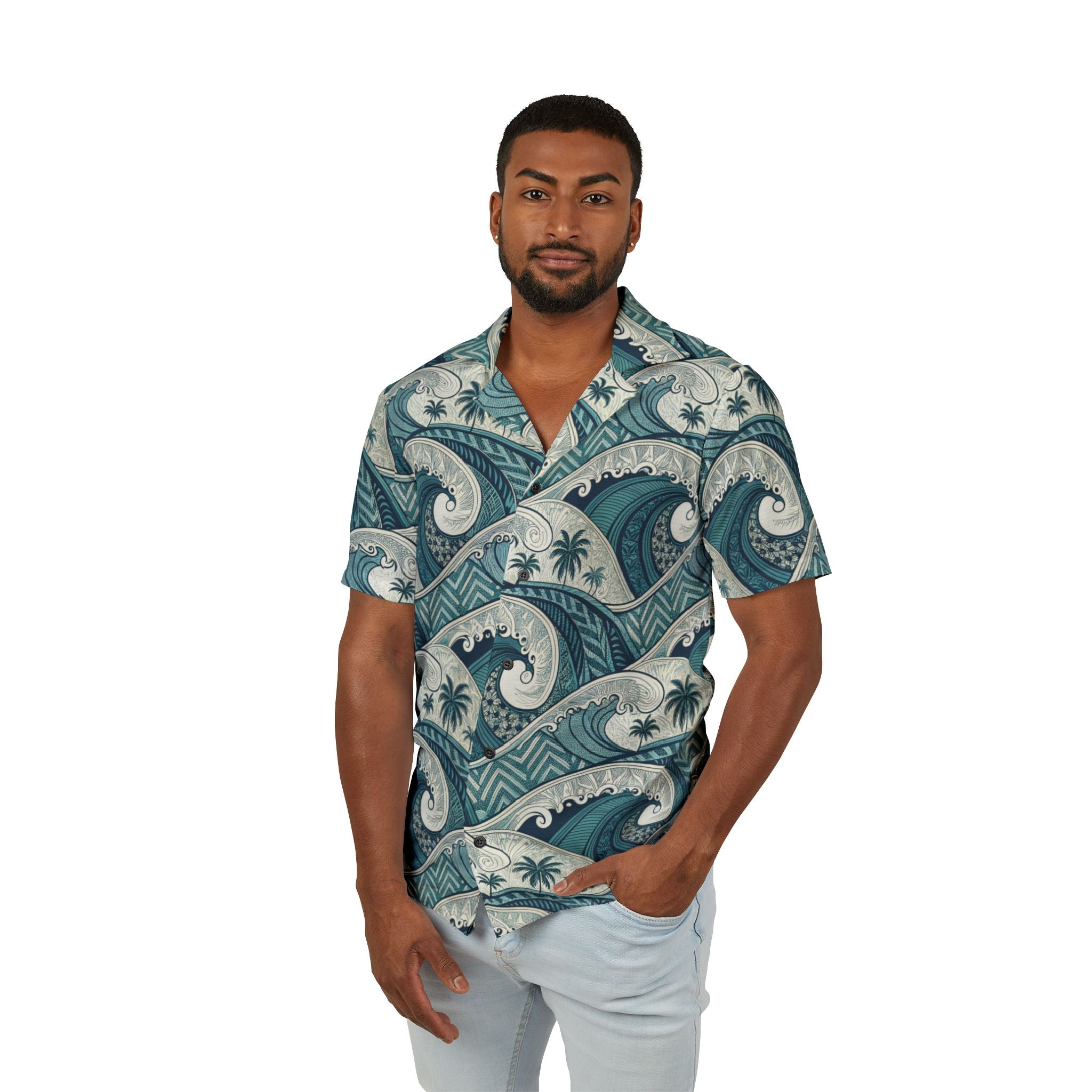 Hawaiian Camp Shirt - Blue Waves - AU/NZ/USA