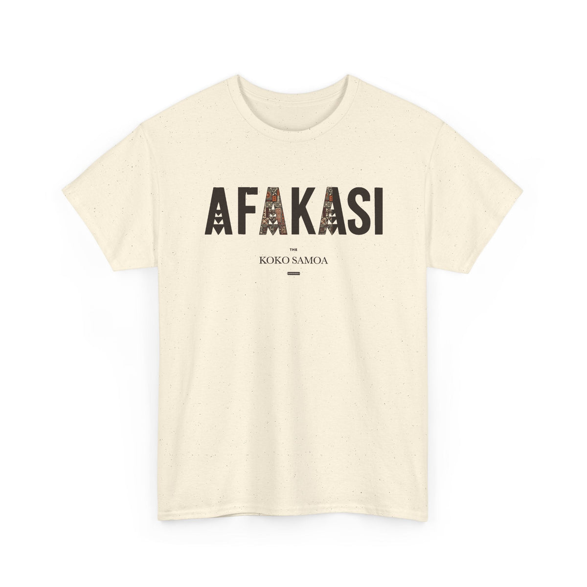 Afakasi print on a natural heavyweight unisex tee