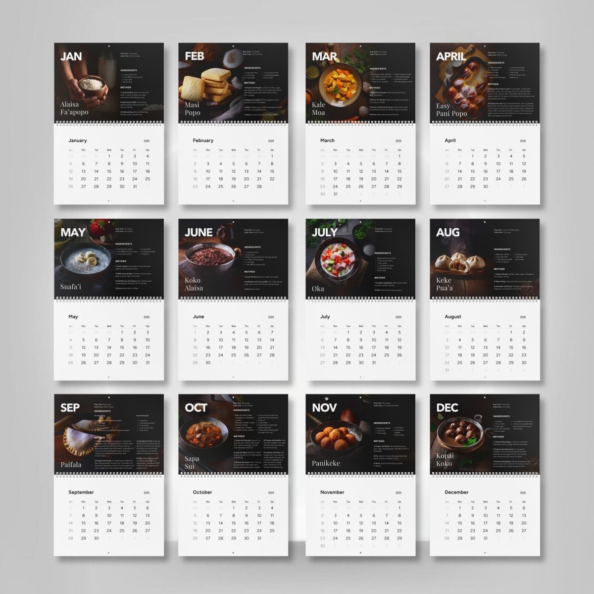 2025 Kitchen Calendar - Samoan Recipes - AU/NZ - The Koko Samoa