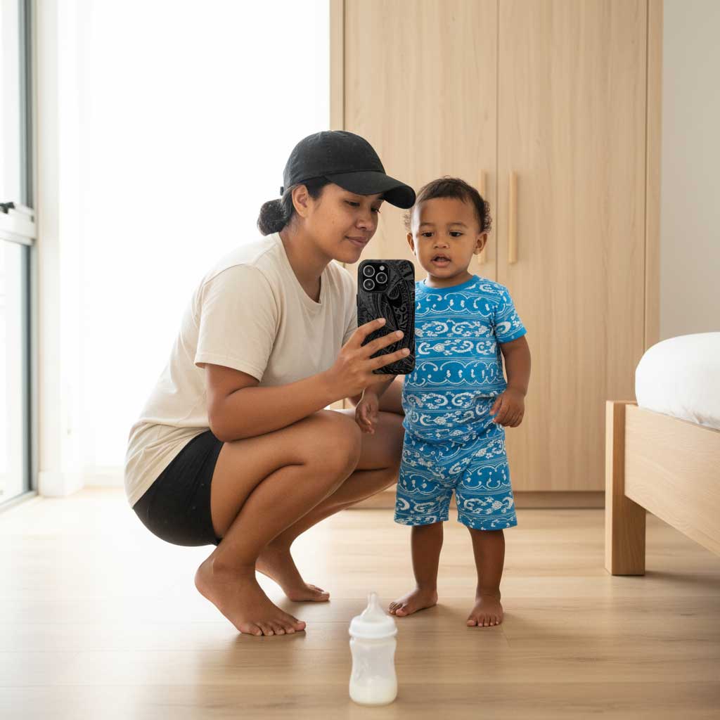 Printify Tough Phone Case Warrior design on black protective case for smartphones, featuring bold graphics and rugged style.