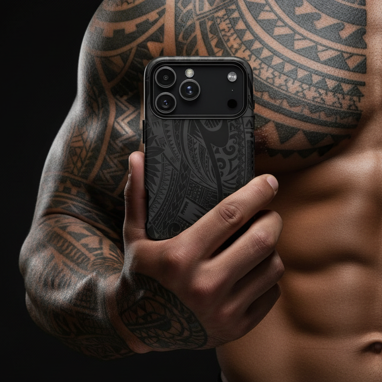 Printify Tough Warrior phone case for AU, NZ, and USA; rugged design with textured surface and reinforced edges.