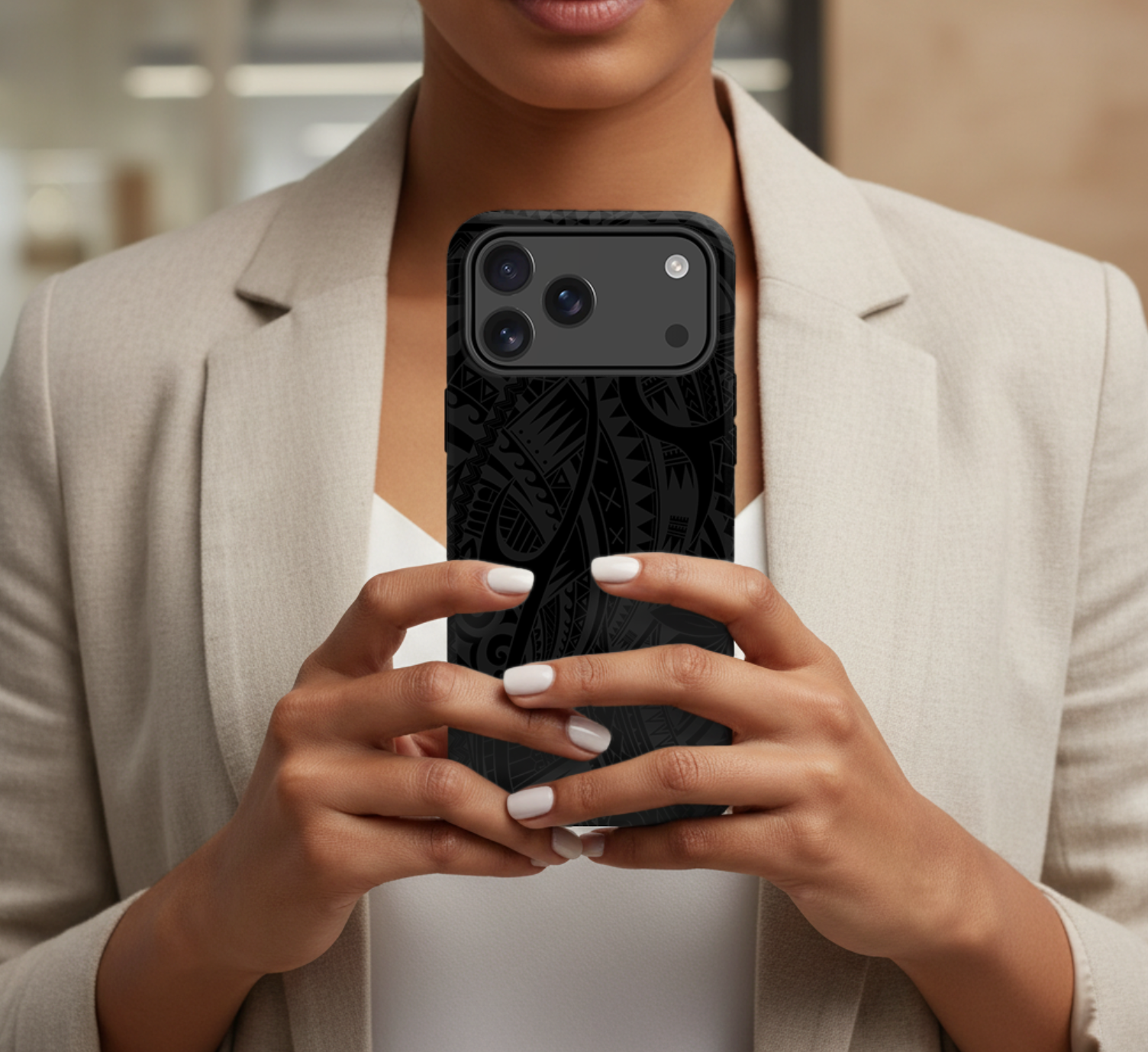 Printify Tough Phone Case Warrior design for AU, NZ, and USA models, durable protective cover with bold graphic pattern