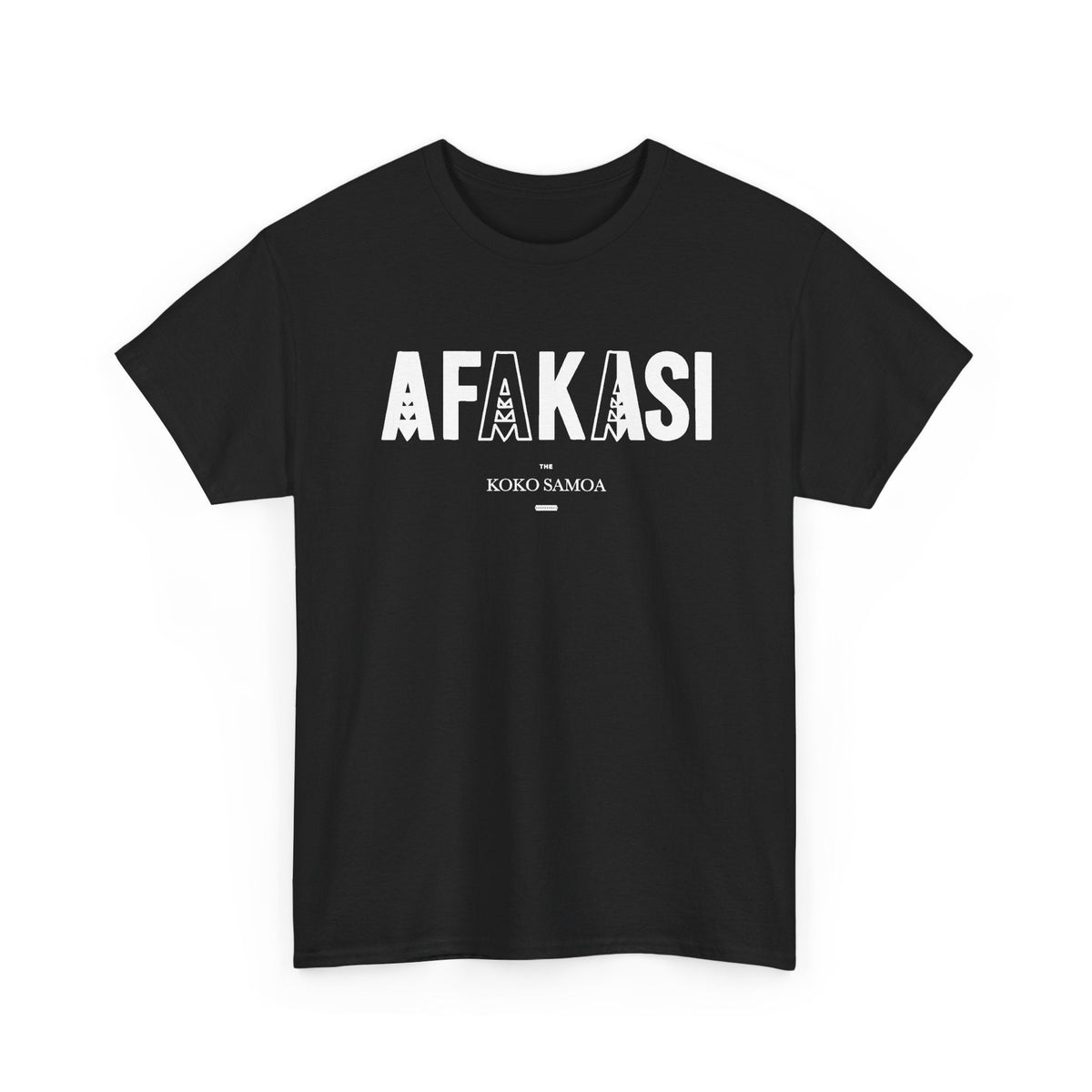 Afakasi print on a black heavyweight unisex tee
