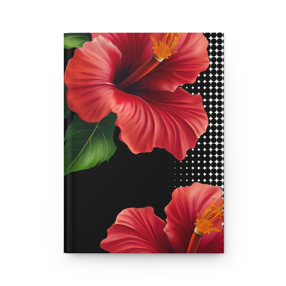 Hardcover journal in the Aute print, red flowers on black