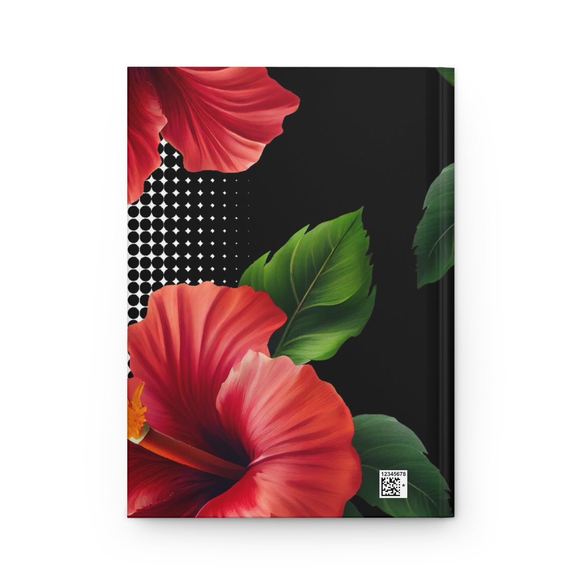 Hardcover journal in the Aute print, red flowers on black