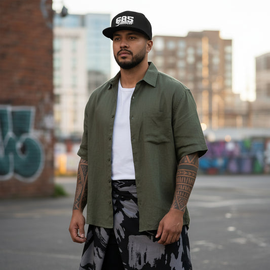 Flat Bill Snapback Hat - 685Samoa - Black Embroidery - AU/NZ/USA