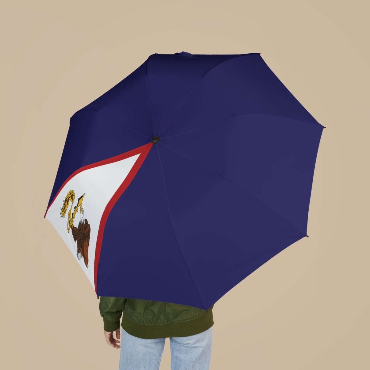Umbrella featuring the American Samoan flag, 48-inch (122cm) size, with vibrant flag design.
