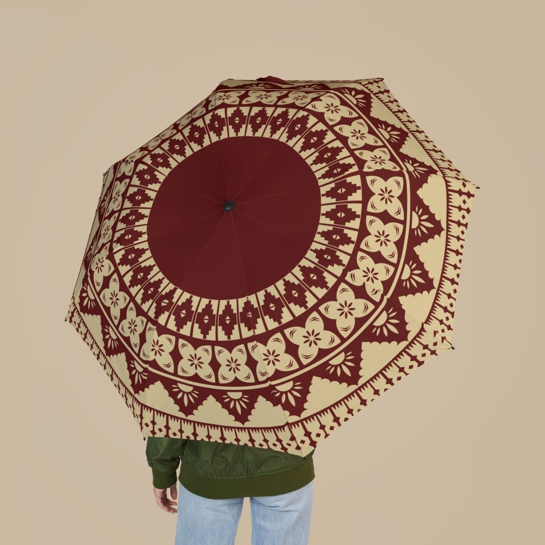 Artsadd PasifikaOne umbrella in Fiji Red, 48-inch (122cm) size, with vibrant red canopy and sturdy handle for rain protection.