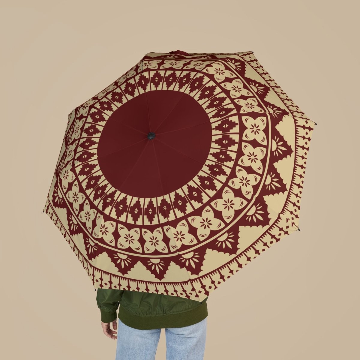 Artsadd PasifikaOne umbrella in Fiji Red, 48-inch (122cm) size, with vibrant red canopy and sturdy handle for rain protection.