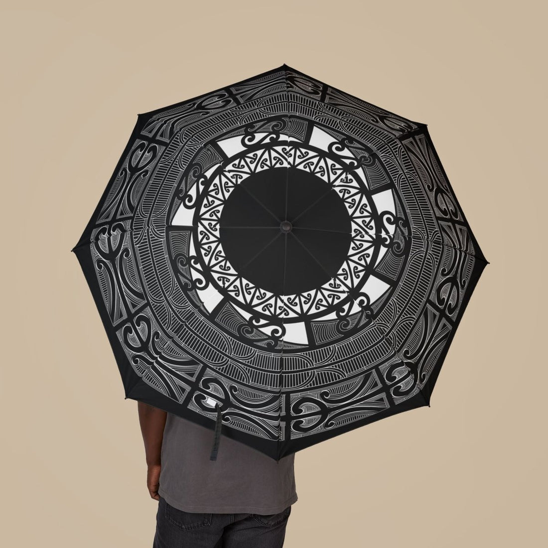 PasifikaOne Maori umbrella, 48-inch / 122cm, vibrant patterned accessories with traditional Māori design.