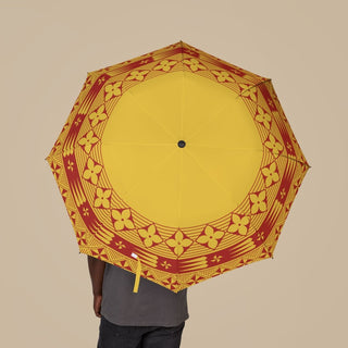 PasifikaOne umbrella in Tongan yellow, 48-inch (122cm) size, stylish accessories with vibrant Tongan-inspired design.