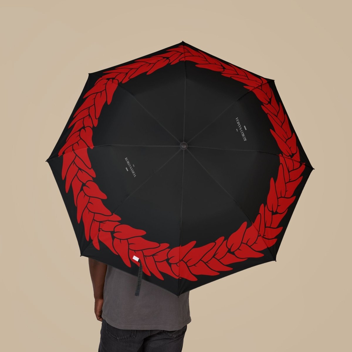 Umbrella, 48-inch/122cm Ula Fala design, colorful Polynesian-inspired umbrella for rain or sun.