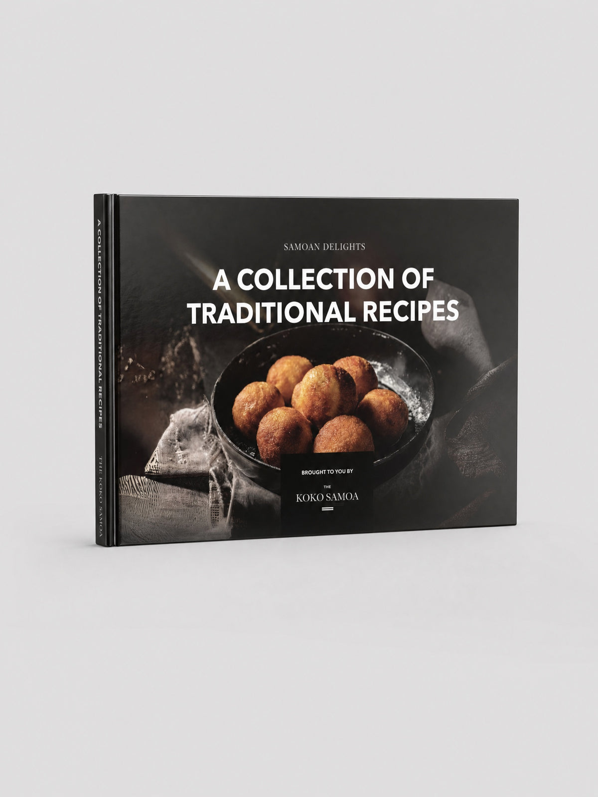 Hardcover - Samoan Delights: 24 Samoan Recipes Cookbook on a light grey studio background
