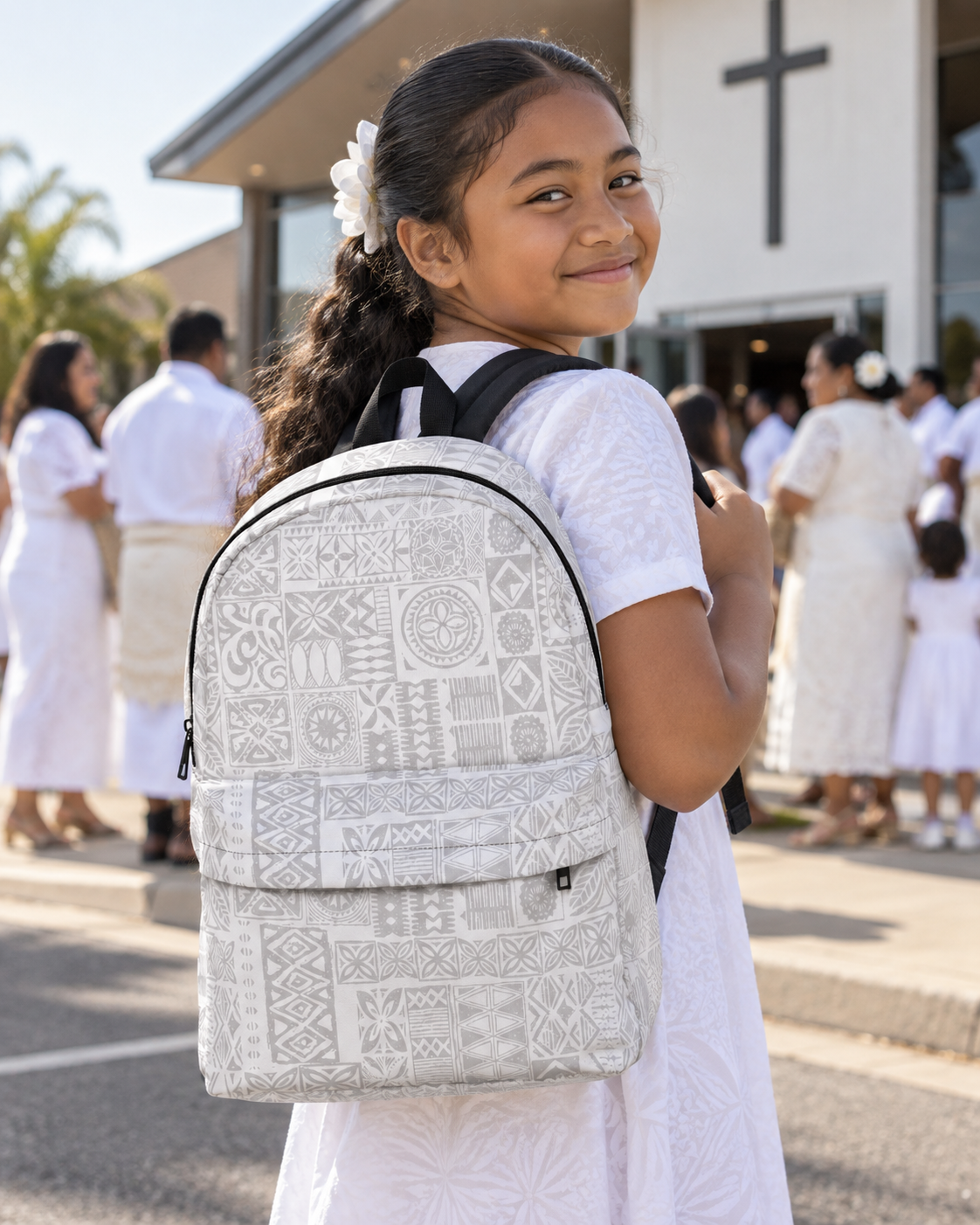 Classic Backpack - White Sunday worn in everyday life