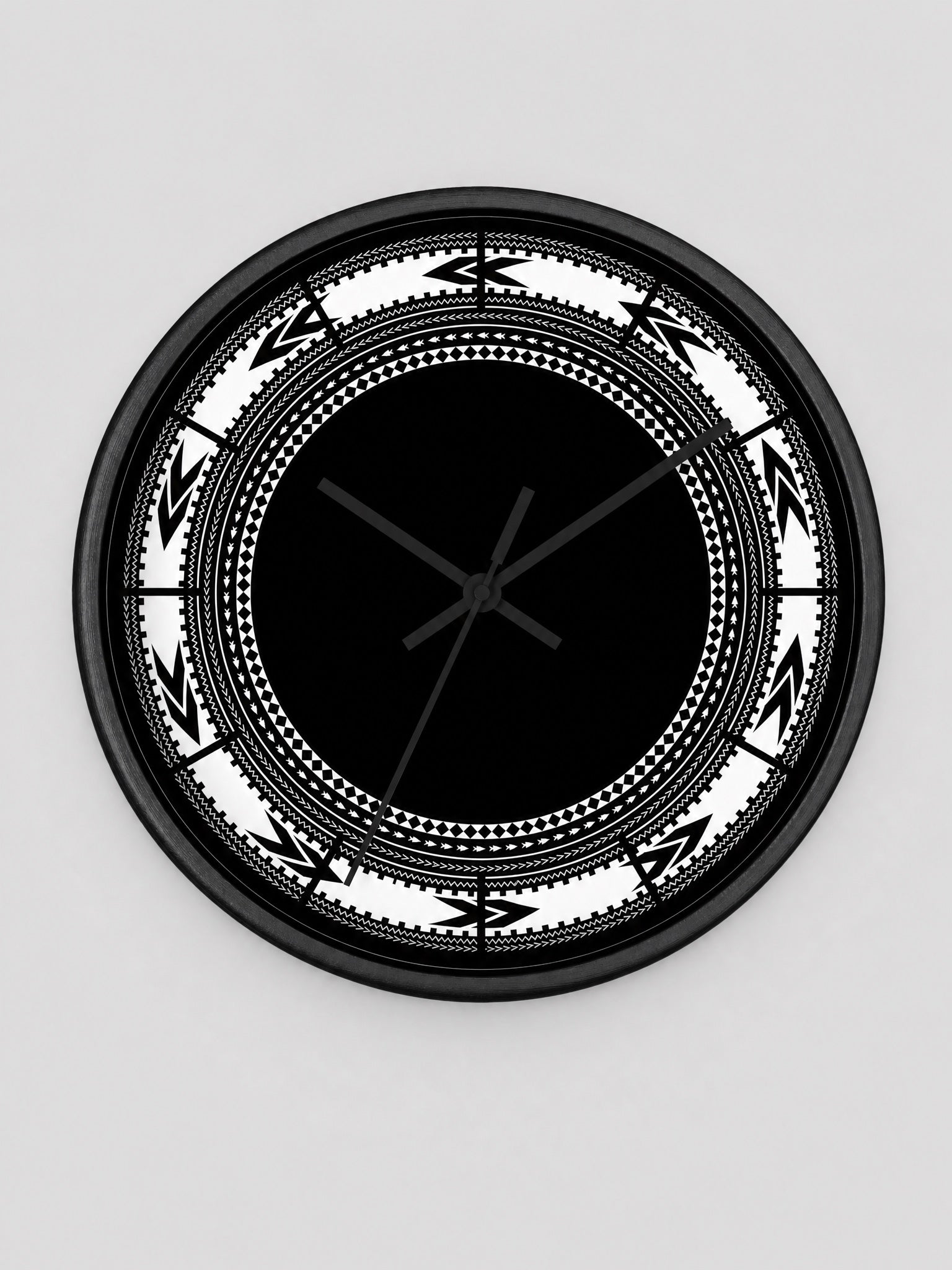 Wall Clock 10"/25cm - White Pe'a on a light grey studio background