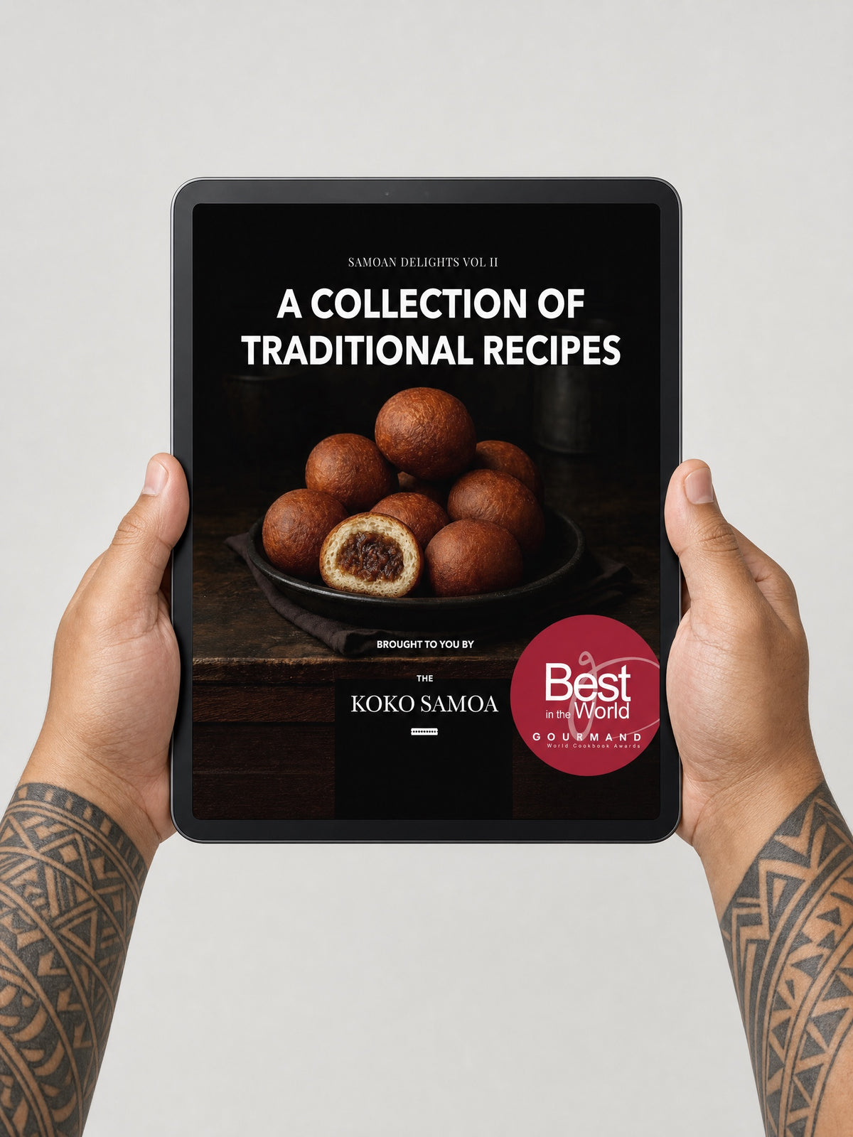 Samoan Delights e-book on a light grey studio background