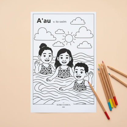 Downloadable Learn and Colour Sheet - A'au - AU/NZ/USA - The Koko Samoa