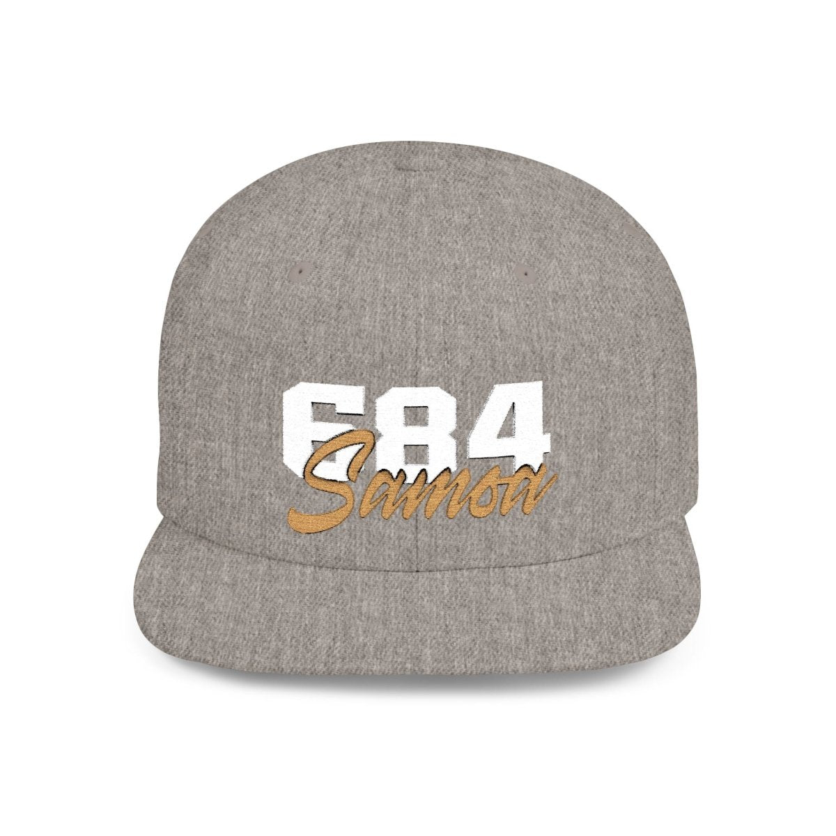 Flat Bill Snapback Hat - 684 Samoa - White & Gold Embroidery - AU/NZ/USA - The Koko Samoa