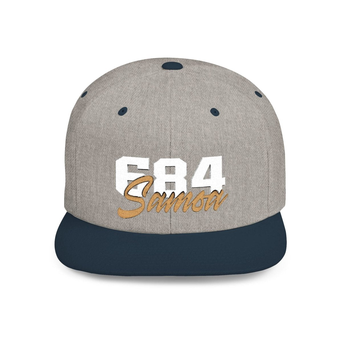 Flat Bill Snapback Hat - 684 Samoa - White & Gold Embroidery - AU/NZ/USA - The Koko Samoa