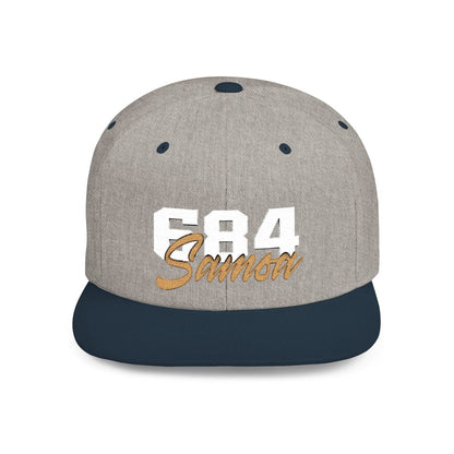 Flat Bill Snapback Hat - 684 Samoa - White & Gold Embroidery - AU/NZ/USA - The Koko Samoa