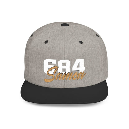 Flat Bill Snapback Hat - 684 Samoa - White & Gold Embroidery - AU/NZ/USA - The Koko Samoa