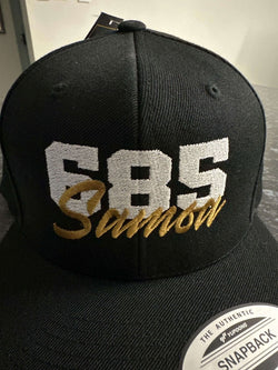 Flat Bill Snapback Hat - 685 Samoa - White & Gold Embroidery - AU/NZ/USA