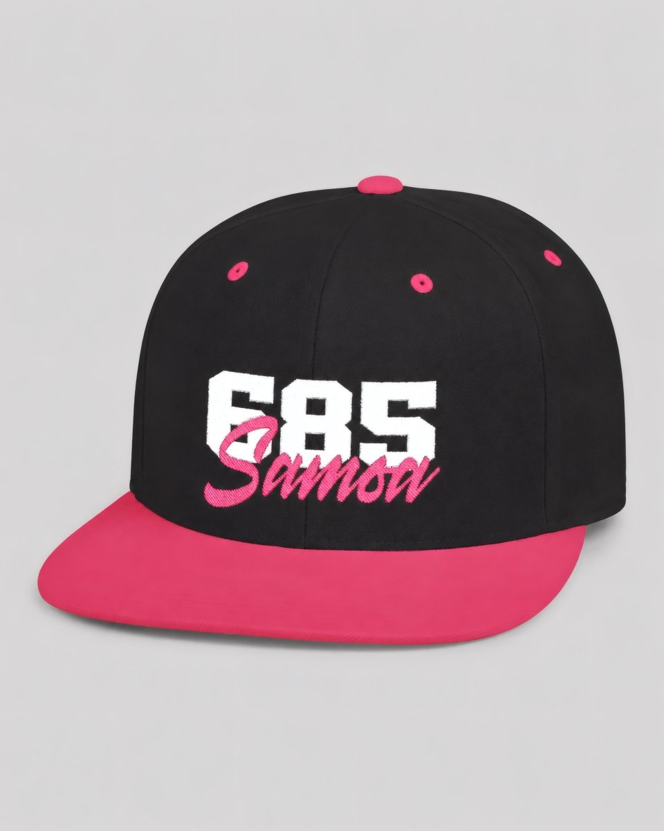 Flat Bill Snapback Hat - 685 Samoa - White & Neon Pink Embroidery - AU/NZ/USA - The Koko Samoa