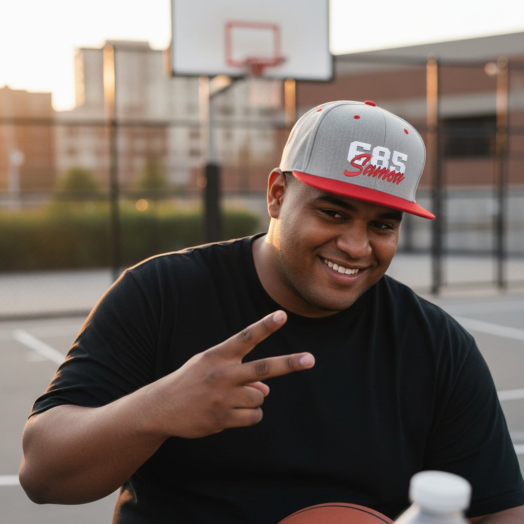 Flat Bill Snapback Hat - 685 Samoa - White & Red Embroidery - AU/NZ/USA